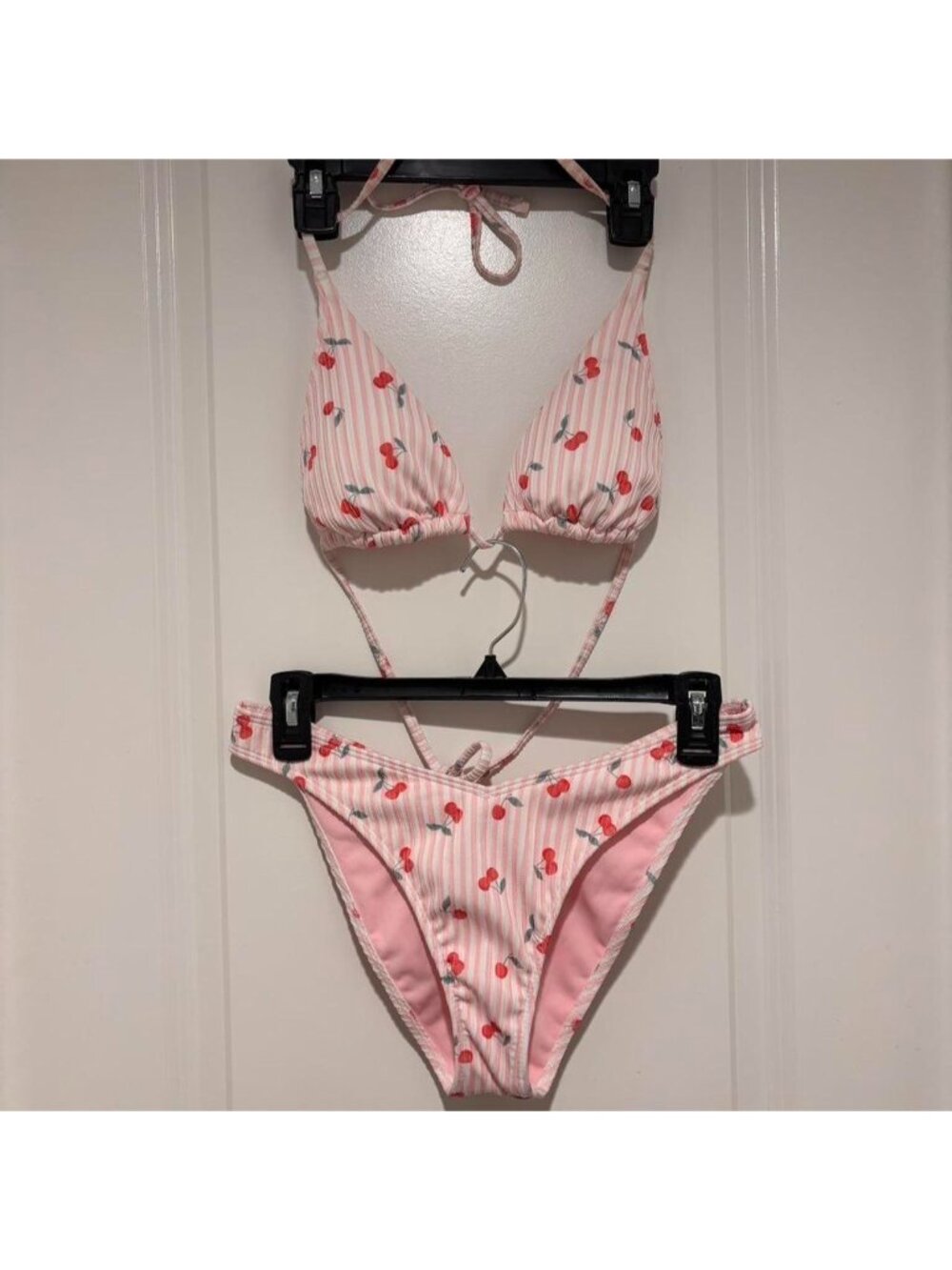 Hollister cherry pink bikini set(top and...